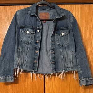 Lucky Brand Distressed Blue Jean Jacket